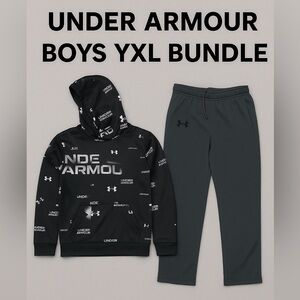 Under Armour Youth Hoodie and Joggers - Black and Dark Gray